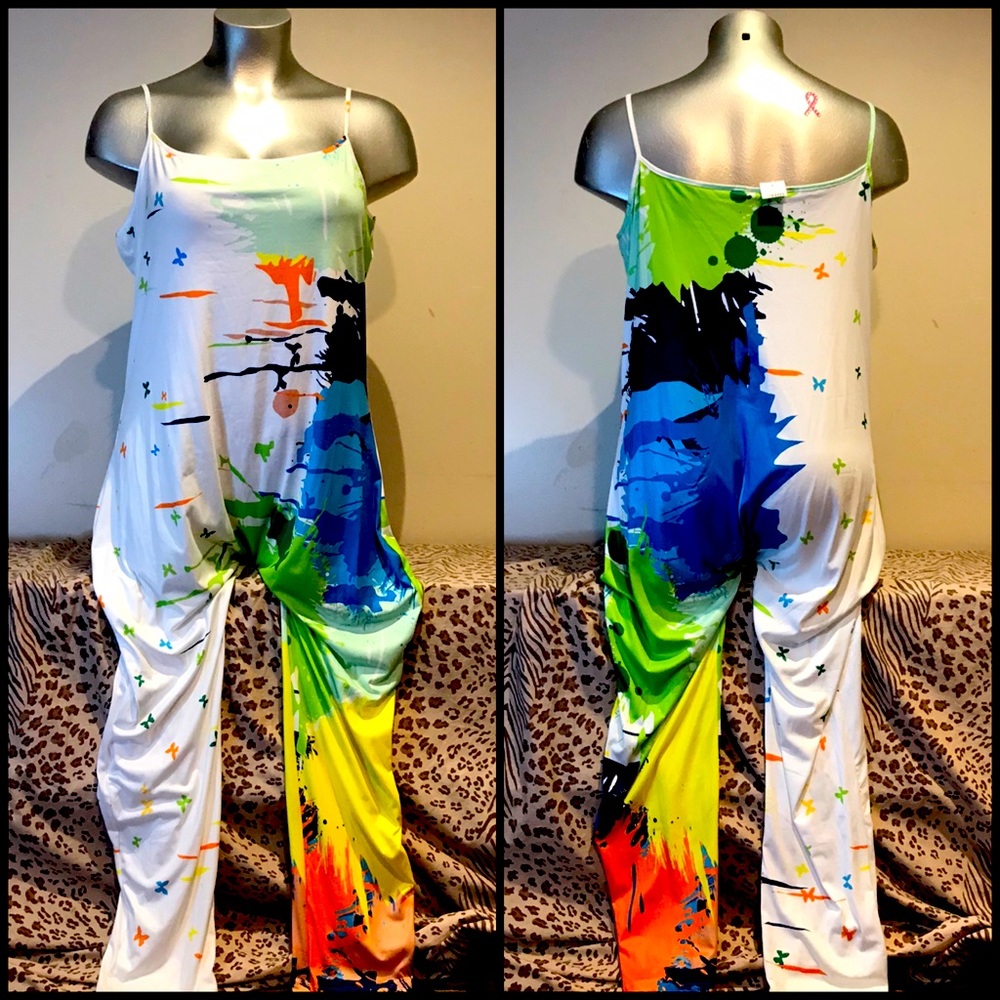 Plus Multicolored Jumpsuit super Strechy Soft 2x tie dye STATEMENT MAKER!